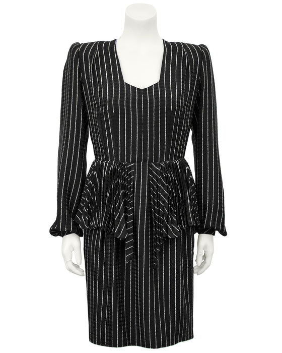 Black Silk Pinstriped Day Dress