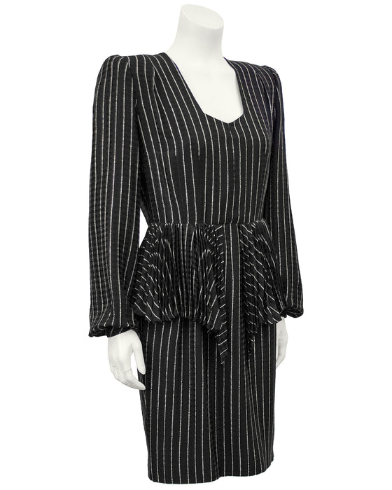 Black Silk Pinstriped Day Dress