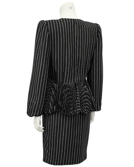 Black Silk Pinstriped Day Dress