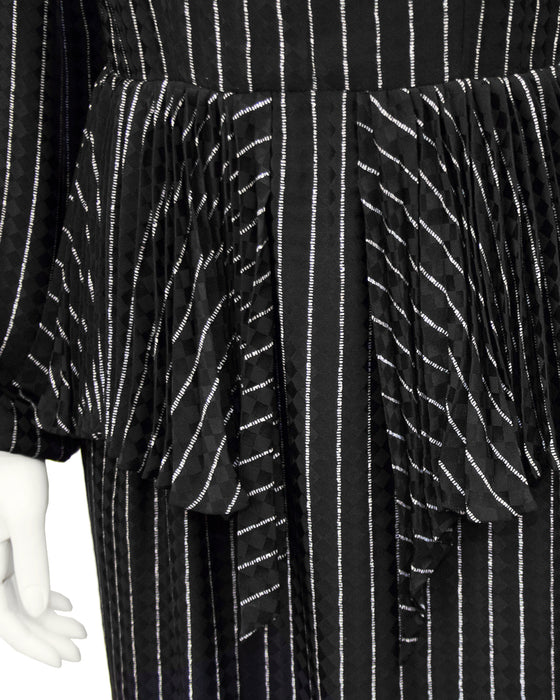 Black Silk Pinstriped Day Dress