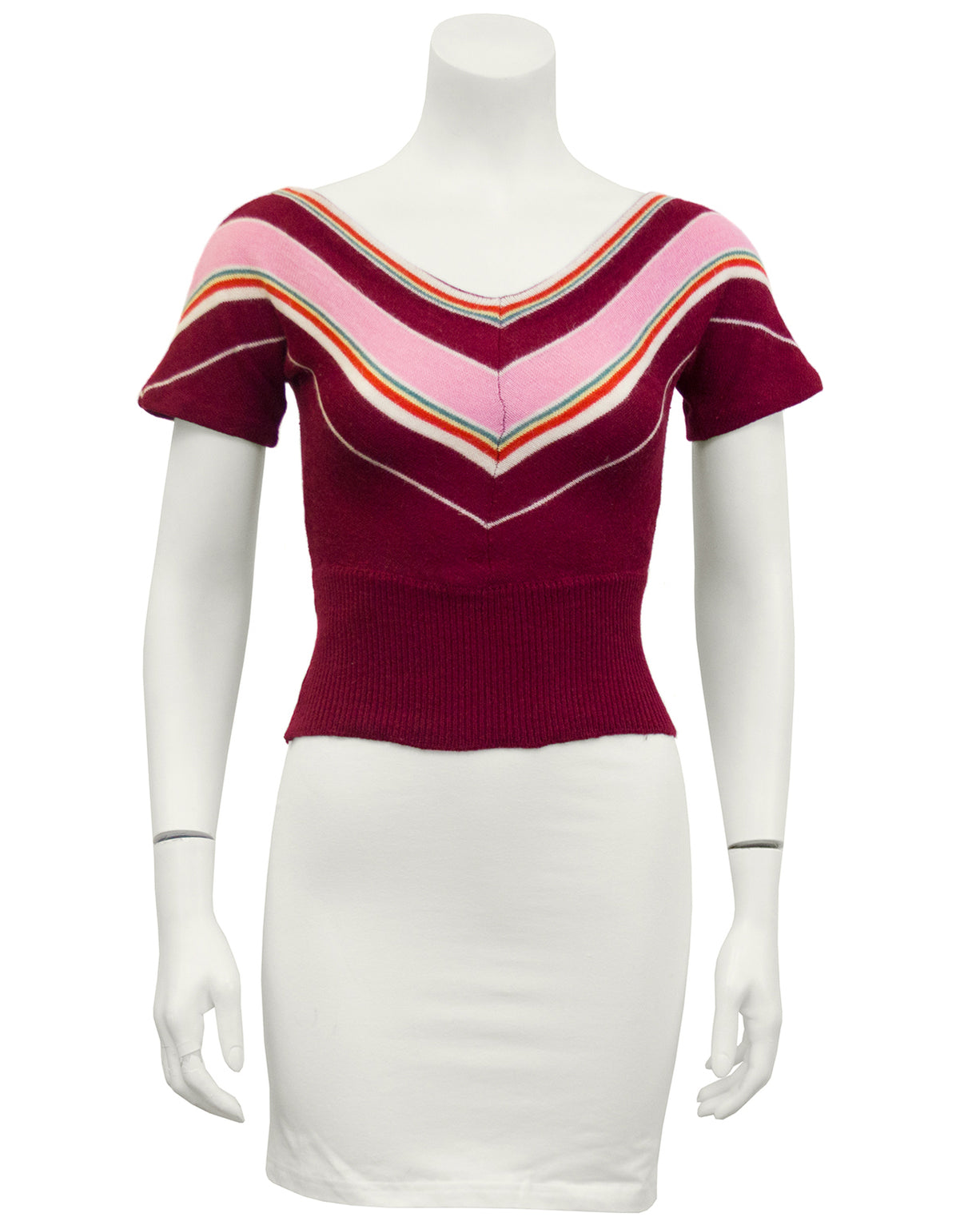 Maroon, Pink and Green Chevron Stripe Sweater – Vintage Couture