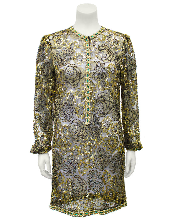 Gold Lace Beaded Evening Tunic