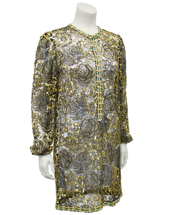 Gold Lace Beaded Evening Tunic