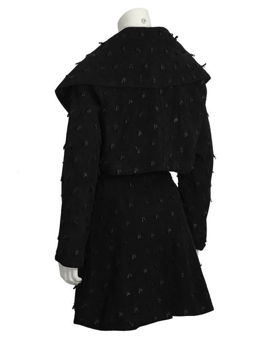 Black Suede Jacket and Skirt Set
