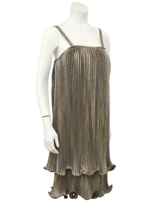 Gold Pleated Flapper Style Cocktail dress