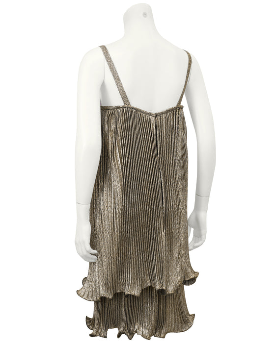 Gold Pleated Flapper Style Cocktail dress