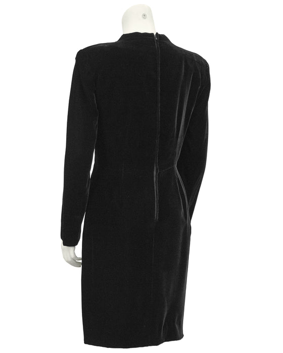 Black Velvet Cocktail Dress with Royal Blue Bodice