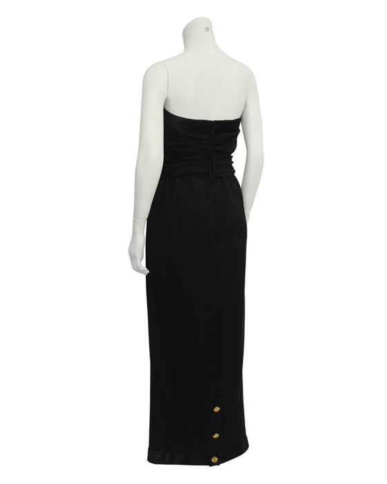 Black Wool Jersey Strapless Gown