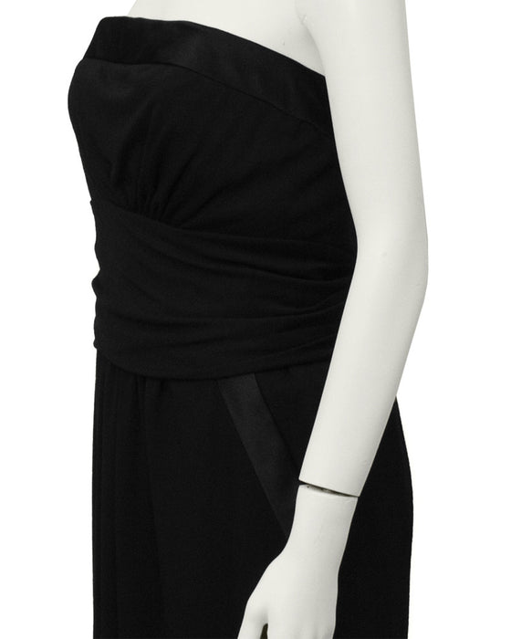 Black Wool Jersey Strapless Gown