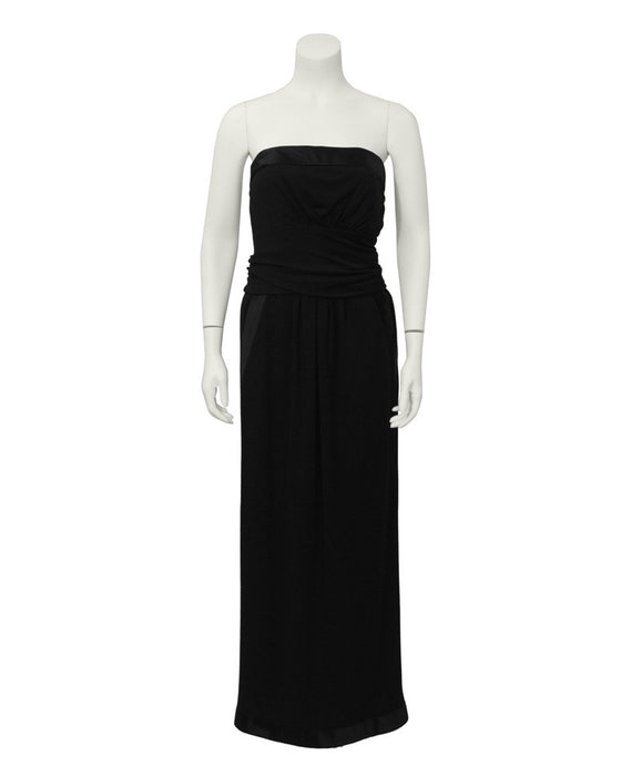 Black Wool Jersey Strapless Gown