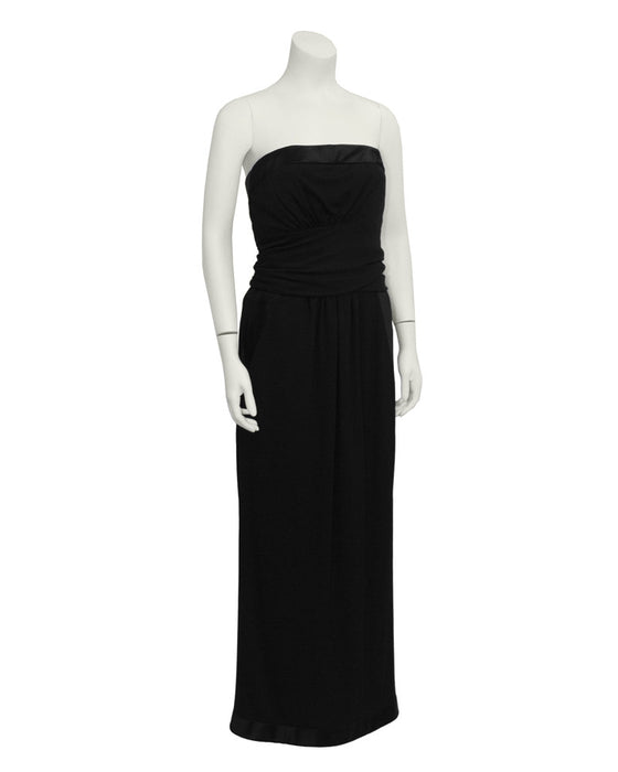 Black Wool Jersey Strapless Gown