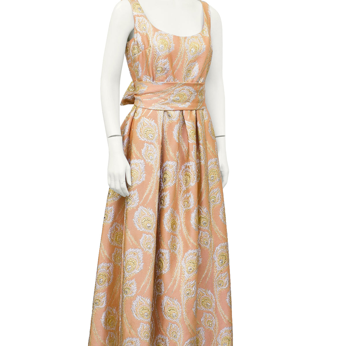 1950s Pink Brocade Ceil Chapman Gown