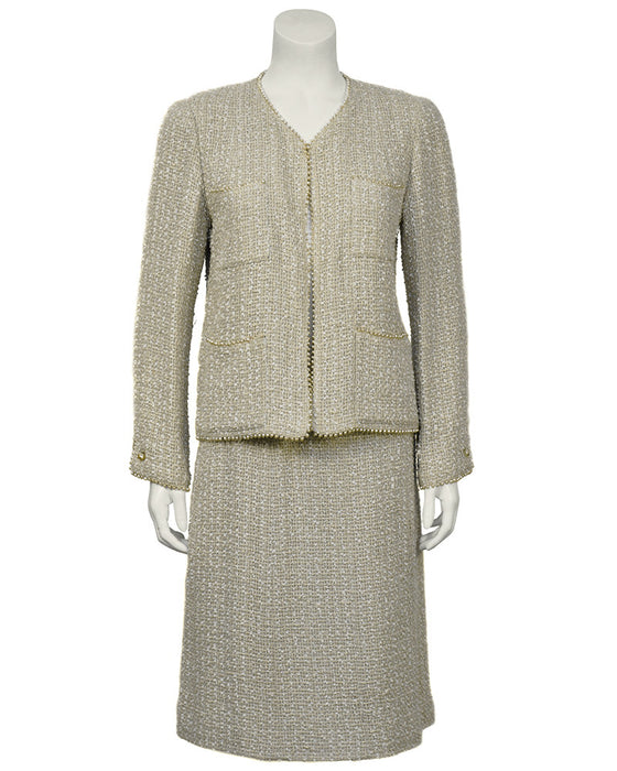 Pearl Trim Boucle Skirt Suit – Vintage Couture