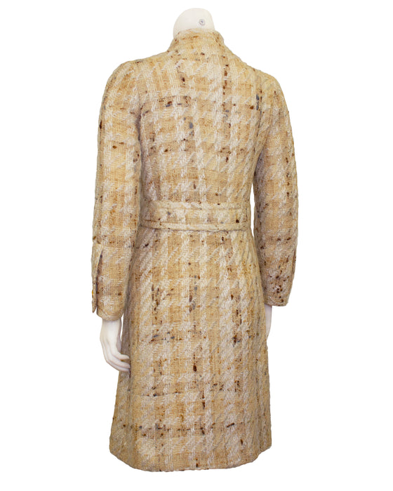 Beige Haute Couture Woven Wool Coat