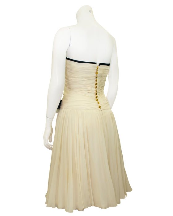 Cream Chiffon Strapless Dress