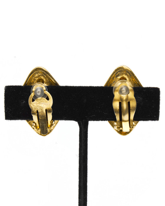 Gold Diamond Shaped Rhinestone Earrings