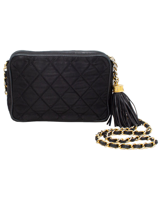 Black Satin Quilted Evening Bag