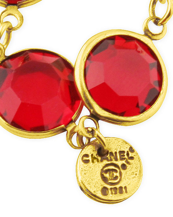 Red Cut Crystal and Pearl Sautoir