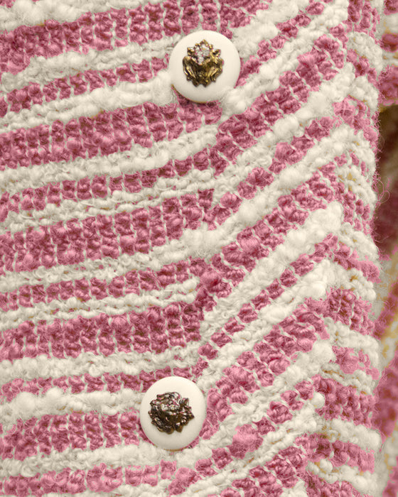 Pink and Cream Boucle Skirt Suit