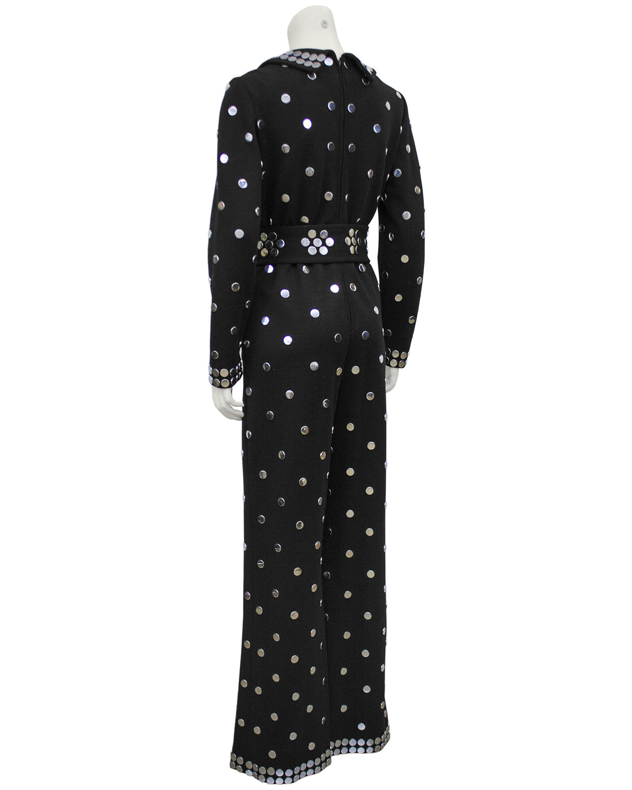 Incredible 1967 Donald Brooks Black Lace Tiered One Shoulder Jumpsuit w Wide Legs & Belt