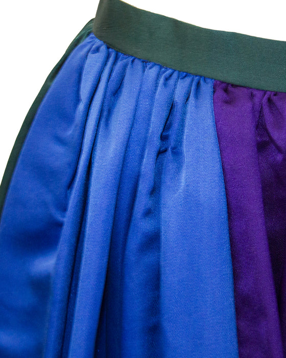 Duchesse Satin Color Block Evening Skirt