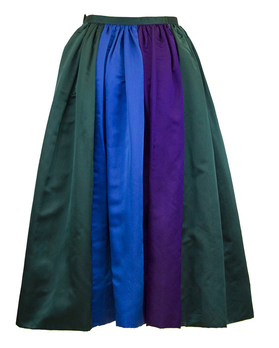 Duchesse Satin Color Block Evening Skirt