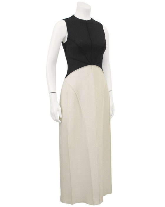 Black and Cream Felted Wool Maxi Dress – Vintage Couture