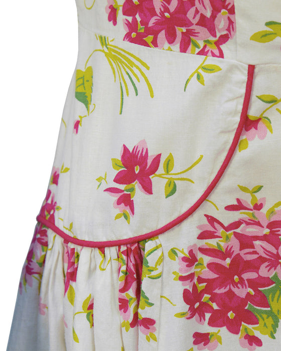 Floral Cotton Daydress with Red Piping