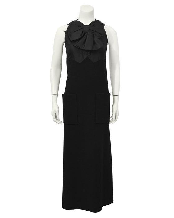 Black Wool Gown with Large Bow