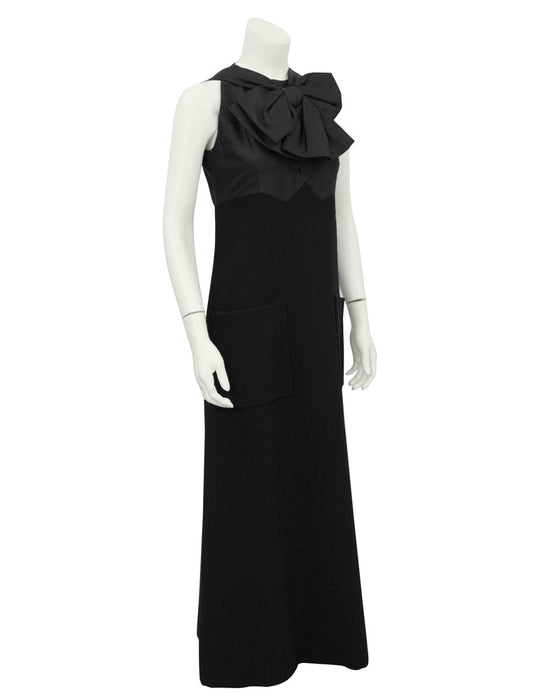 Black Wool Gown with Large Bow