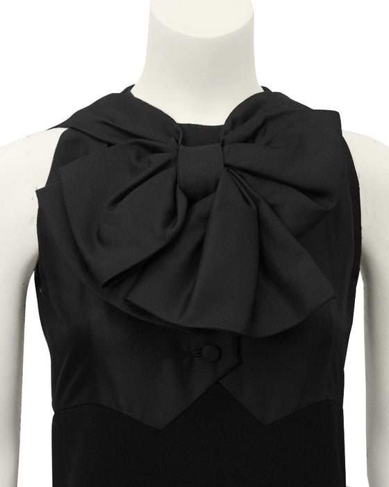 Black Wool Gown with Large Bow