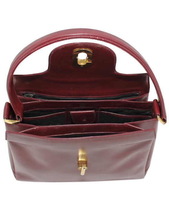 Bordeaux Leather Top Handle Bag