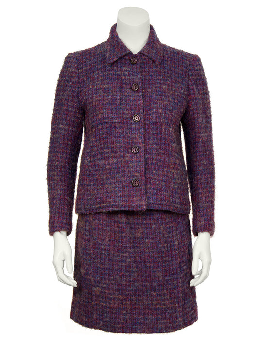 Purple and Blue Woven Wool Suit