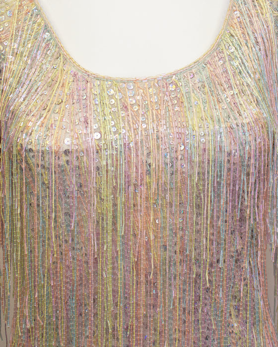 Sequin and Beaded Fringe Top