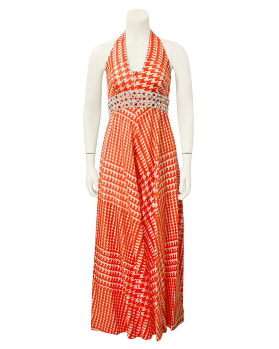 Orange & White Houndstooth Jumpsuit