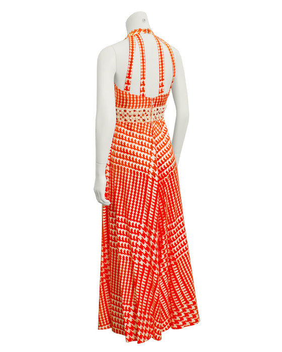 Orange & White Houndstooth Jumpsuit