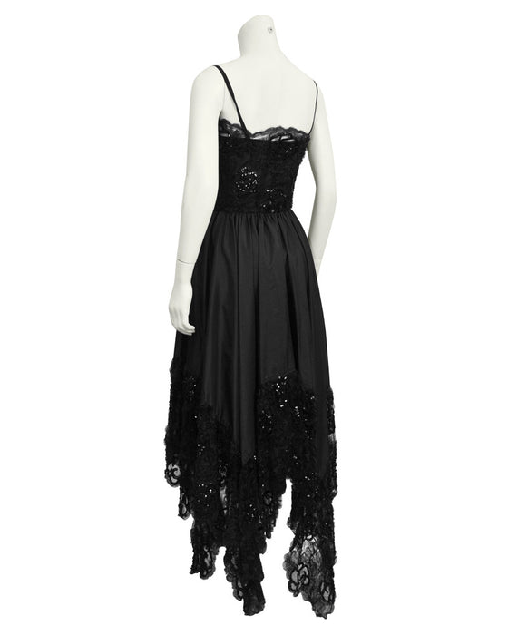 Black Lace Dress with Asymmetrical Hem Black Lace Dress with Asymmetrical Hem