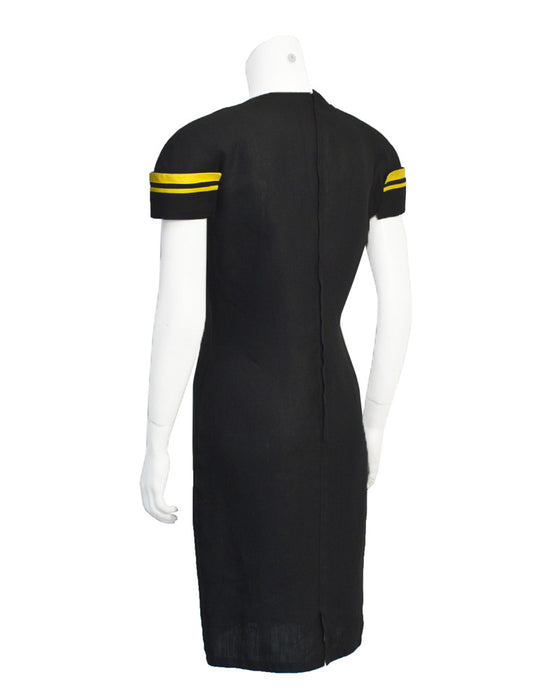 Black and yellow linen dress