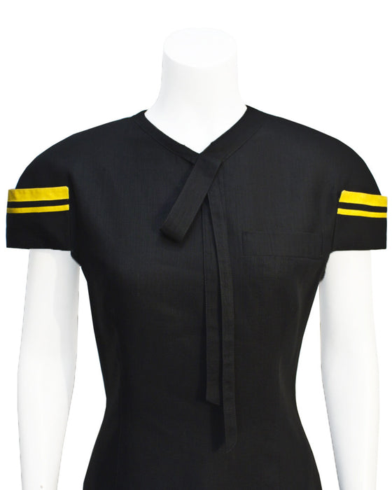 Black and yellow linen dress