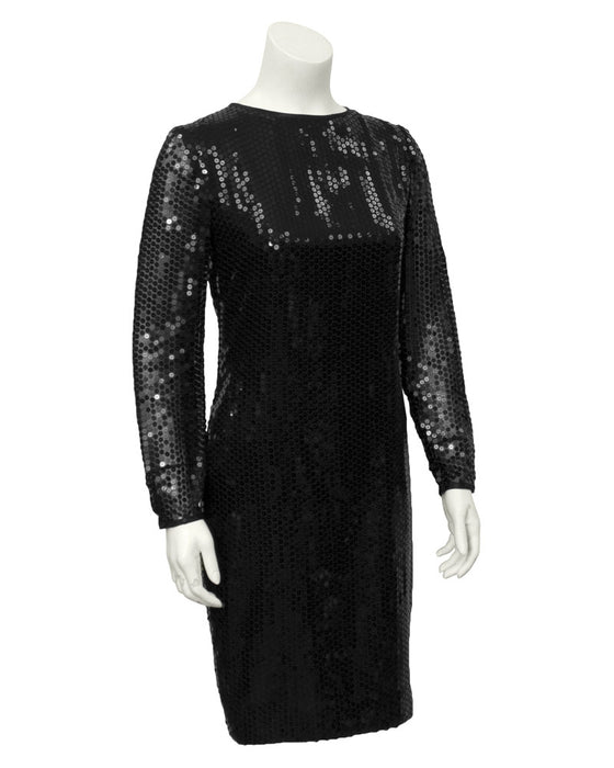 Black Long Sleeve Sequin Dress