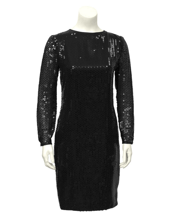 Black Long Sleeve Sequin Dress