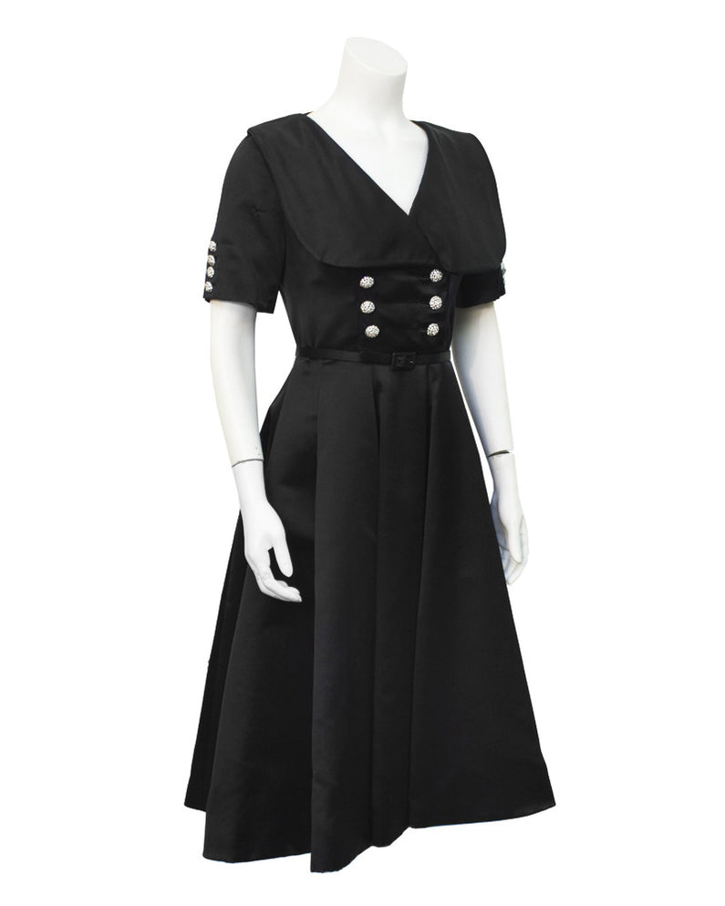 Black satin and rhinestone shirt waist – Vintage Couture
