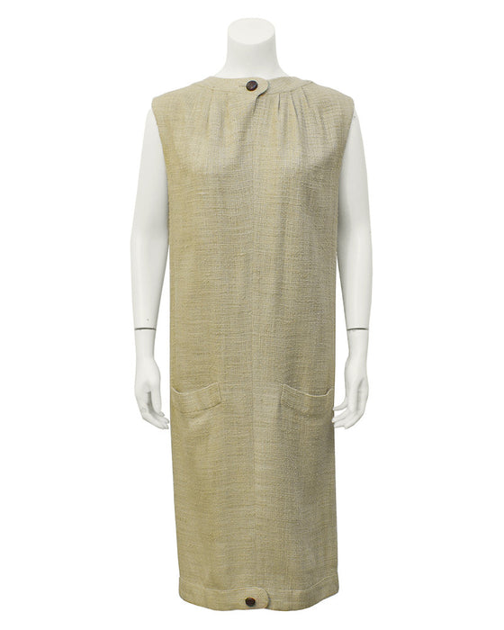 burlap linen dress Burlap Sack Dress Medium Woven Maxi Lagenlook Festival Boho Hand Made Pockets