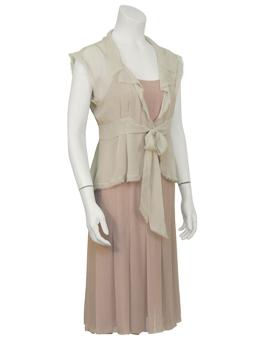 Taupe Chiffon Dress and Vest