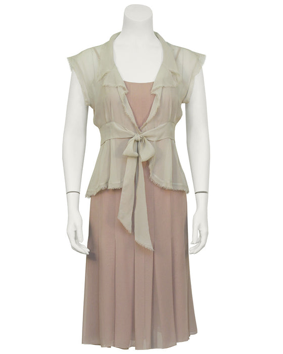 Taupe Chiffon Dress and Vest