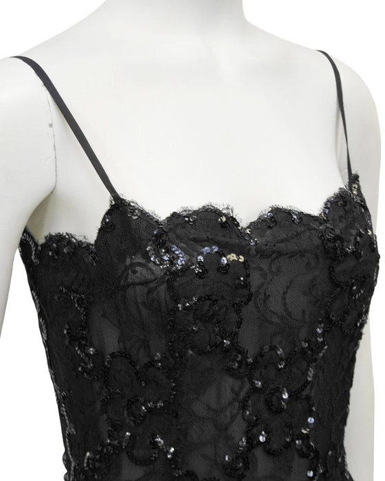 Black Lace and Sequin Gown
