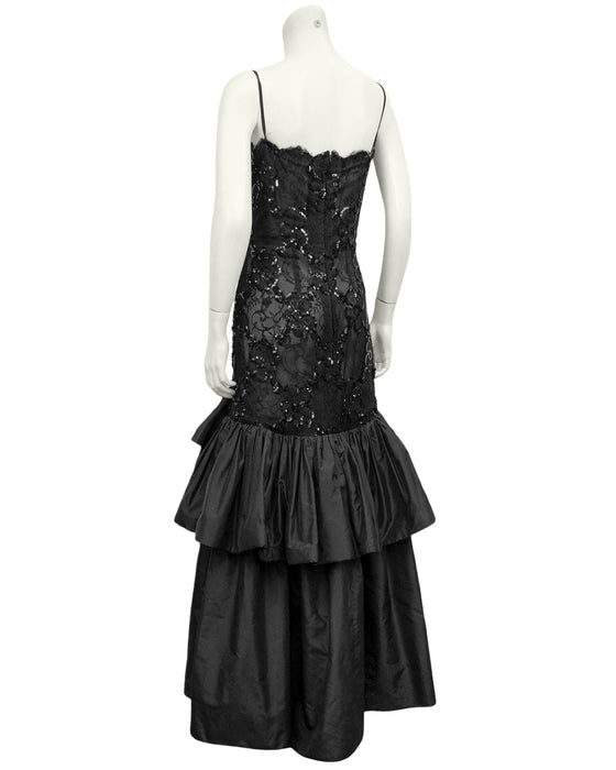 Black Lace and Sequin Gown