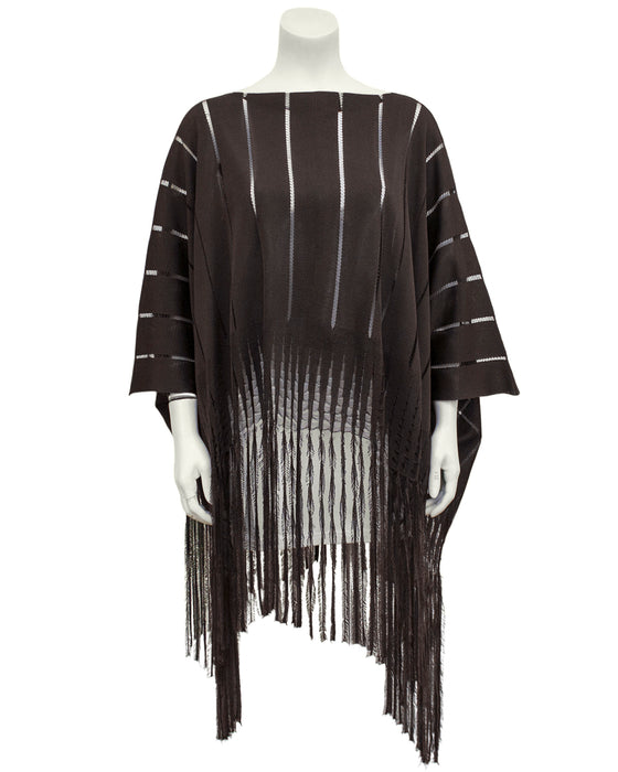 Brown Knit Poncho