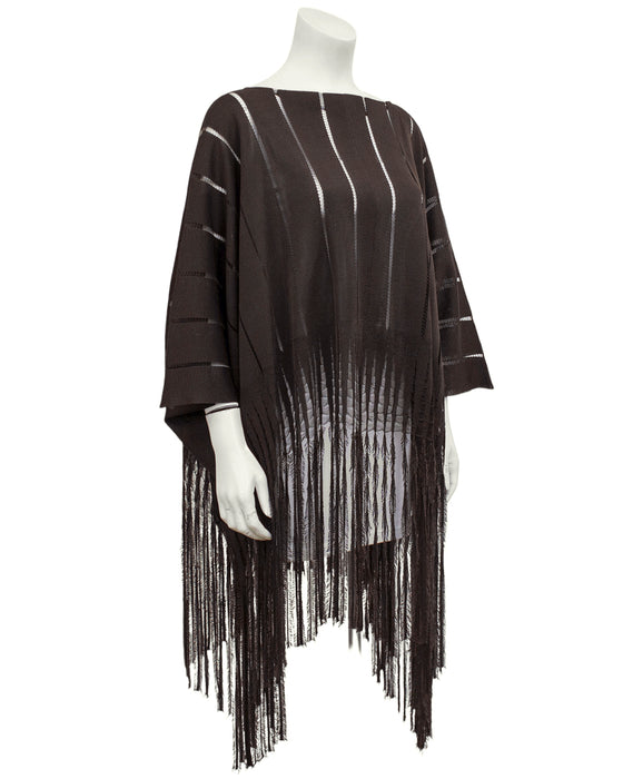 Brown Knit Poncho