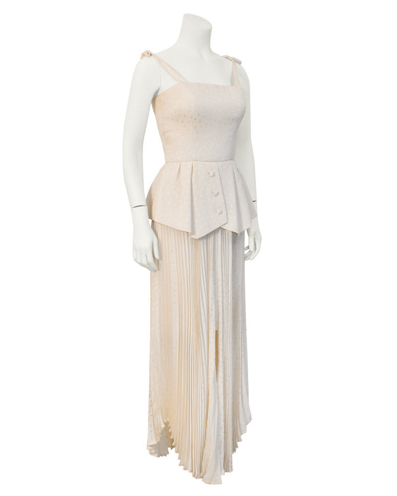 White Silk Peplum Gown